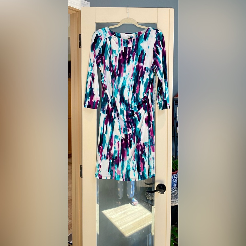 💜💚Calvin Klein Longsleeve Abstract Dress